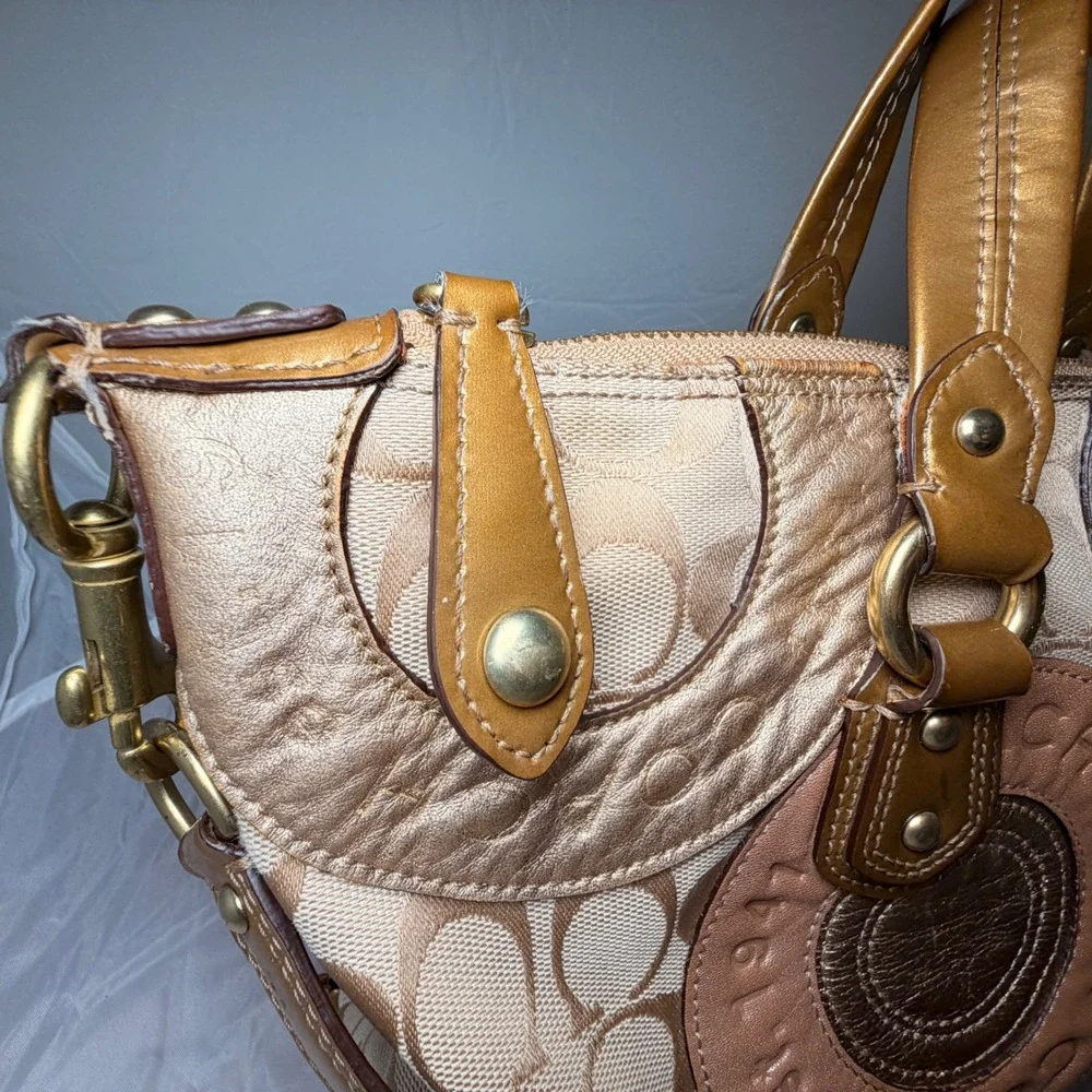 Y2K Coach Purse Gold Metallic Audrey Patchwork Bag Sleaze Limited Edition F15474